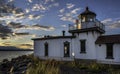 Sunset over Seattle`s West Point Lighthouse Royalty Free Stock Photo